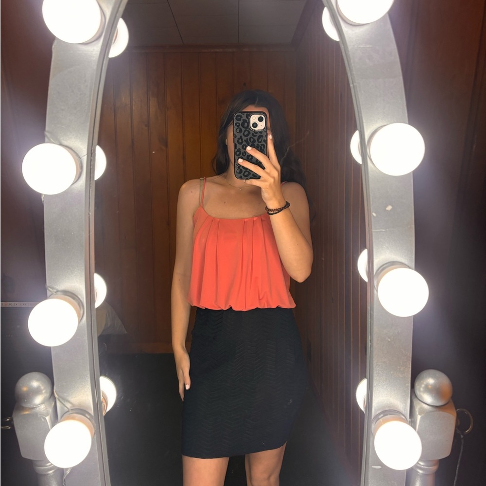 Sweet Storm Coral and Black Mini Dress